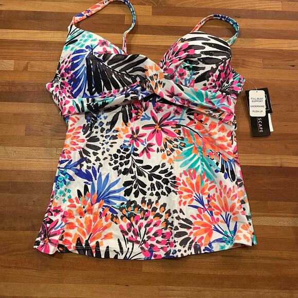 Island Escape Women's Printed Gemini Underwire Tankini Top 6 - Picture 2 of 10